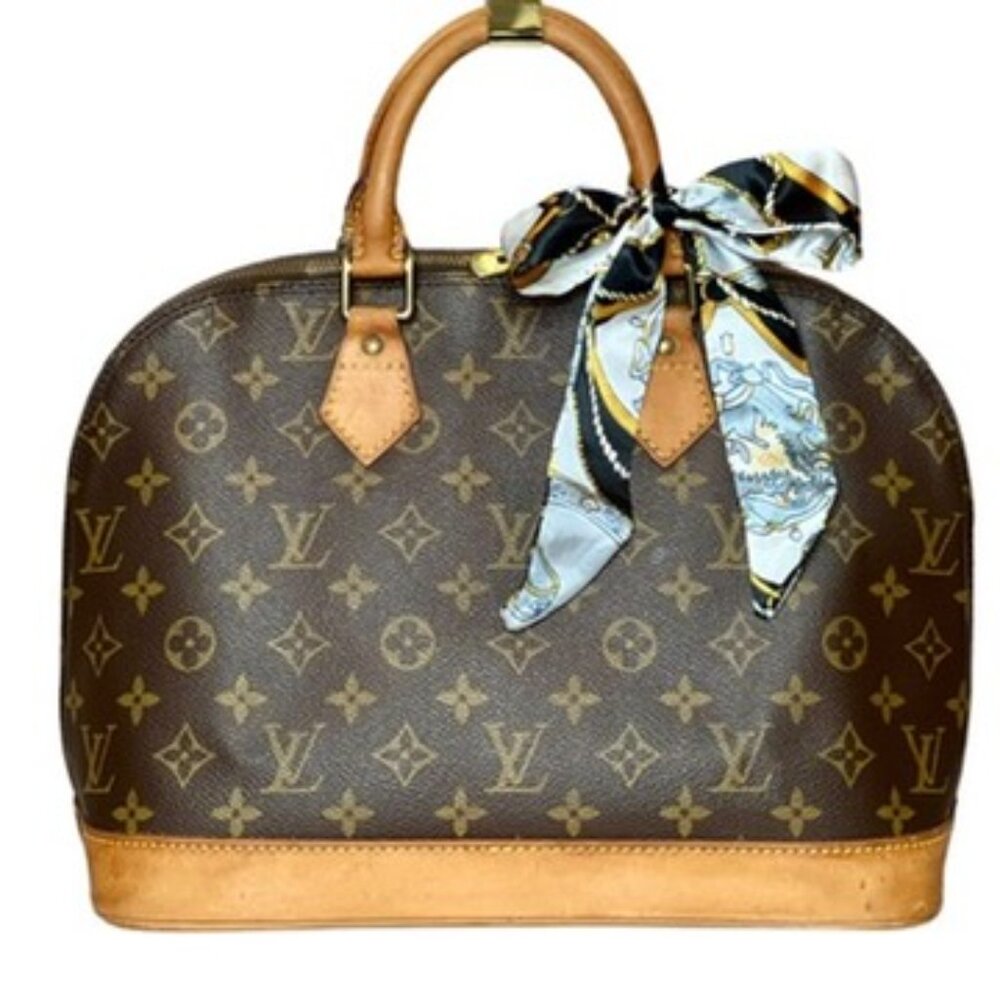 Authenticated Louis Vuitton Alma PM Brown Monogram Canvas Leather Handbag w/COA‎